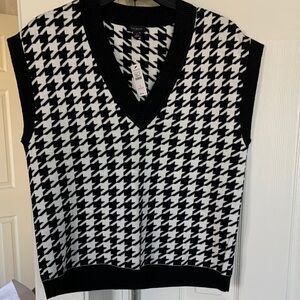 Talbots black&ivory sweater vest